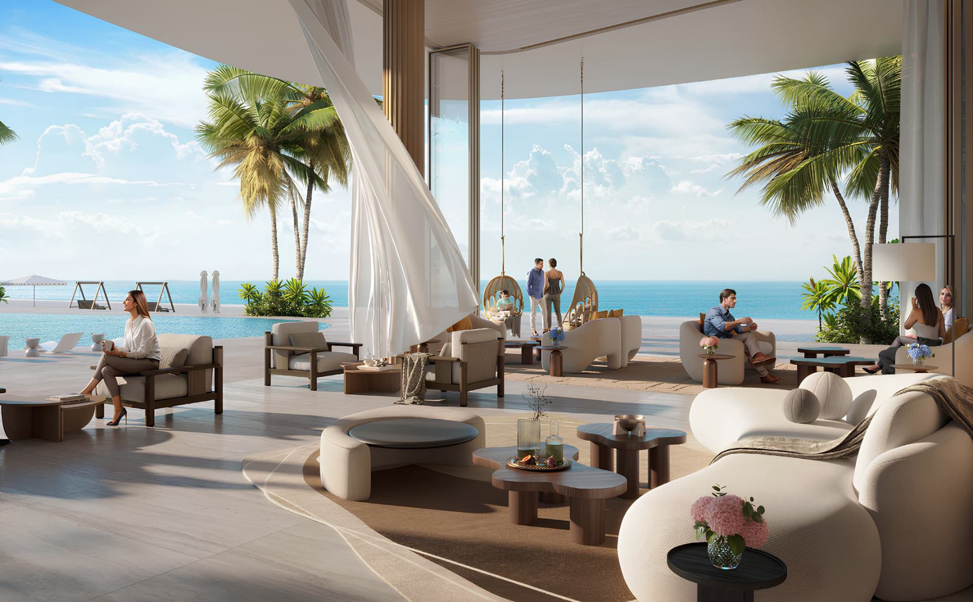 Lobby and lounge zone with panoramic sea view