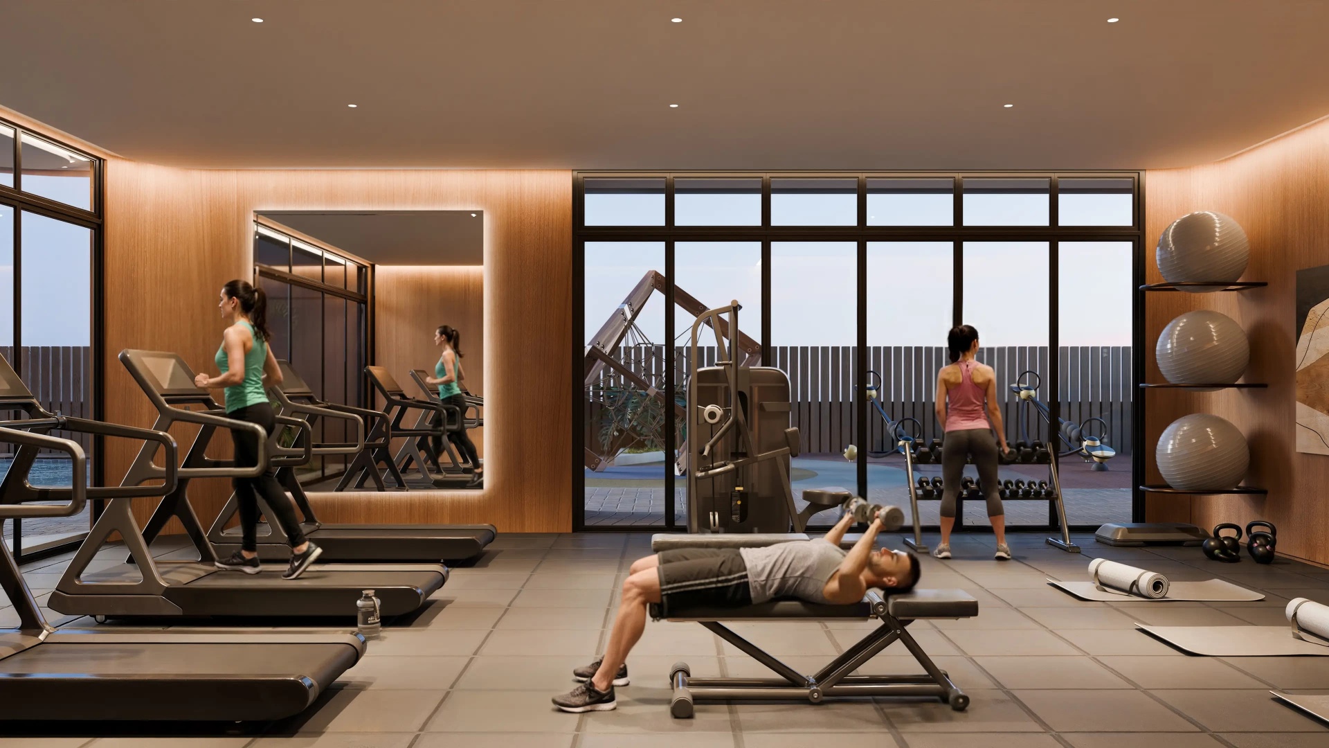 Fitness centrum s panoramatickými okny